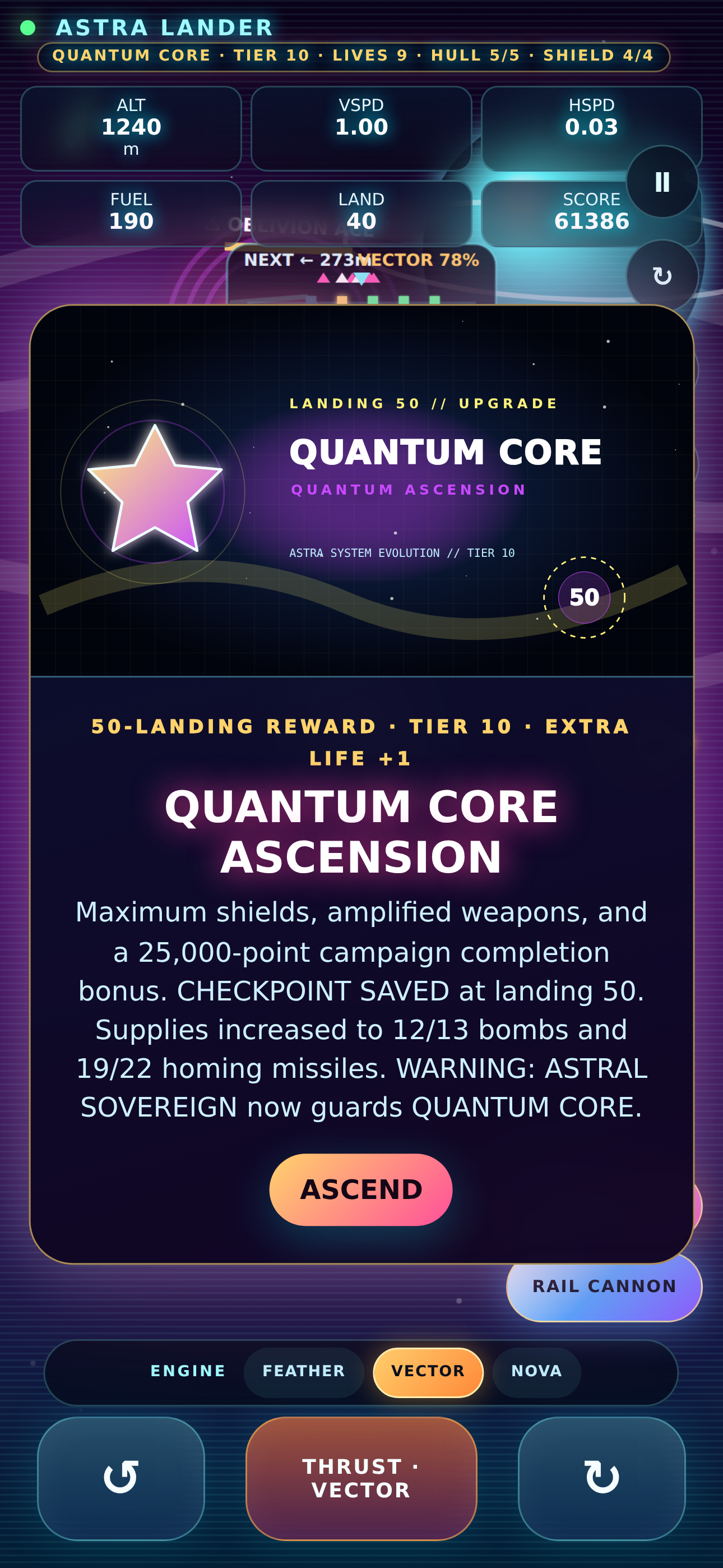 Quantum Core milestone reward at landing 50